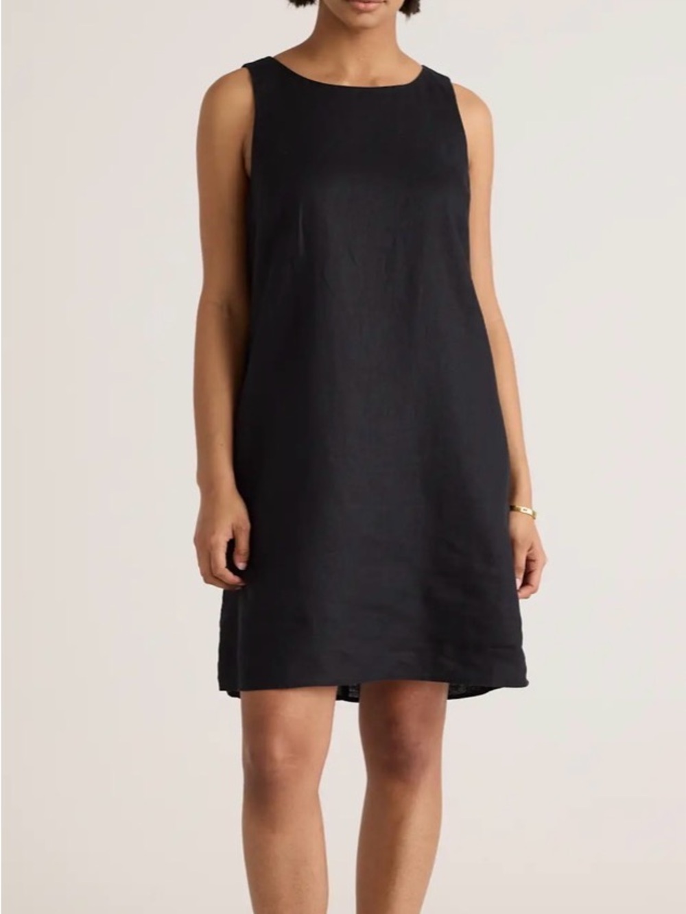 Quince 100% European Linen Black Sleeveless Dress